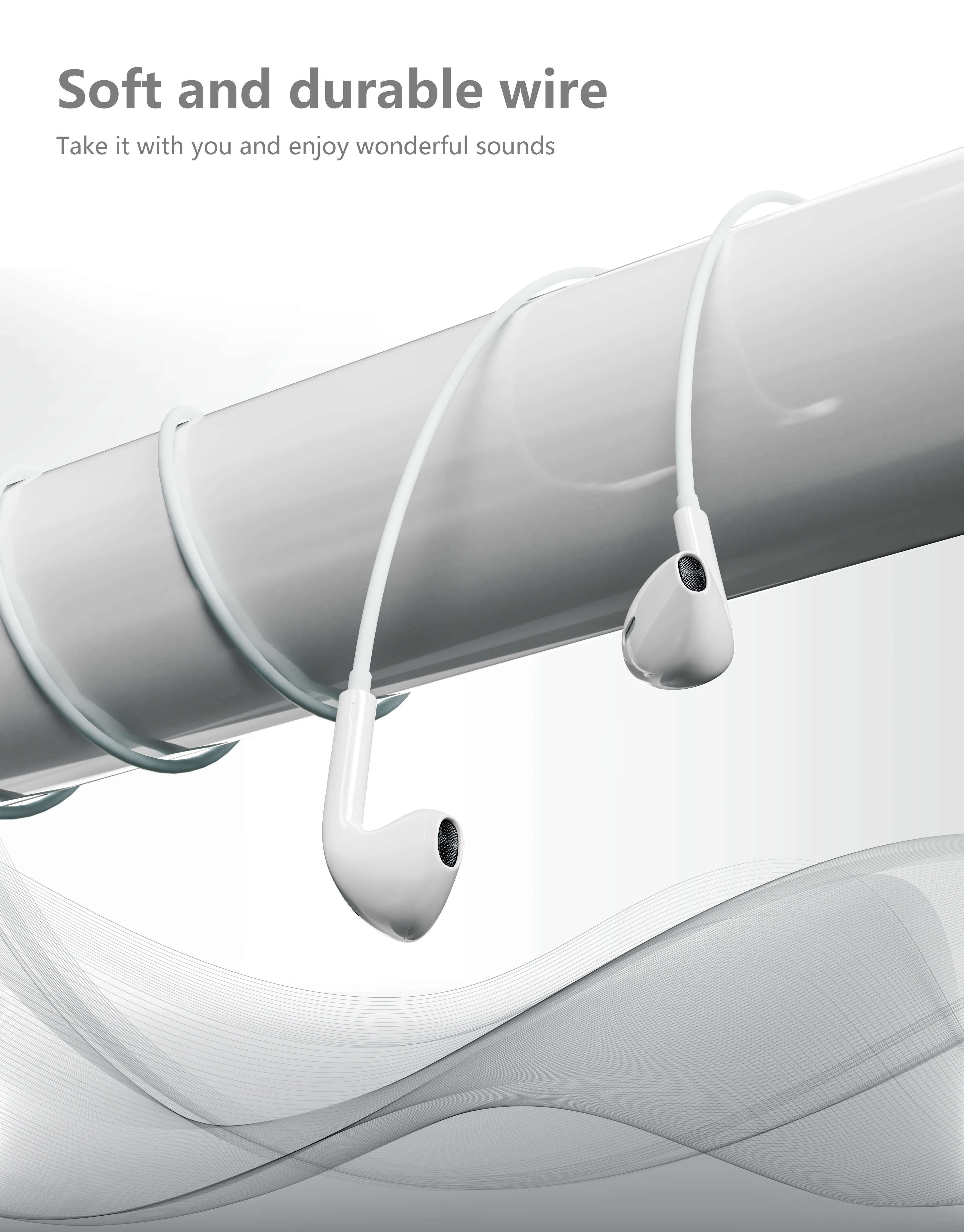 Onemust HP01 USB-C Wired Earphones with Mic - HIFI Stereo - White