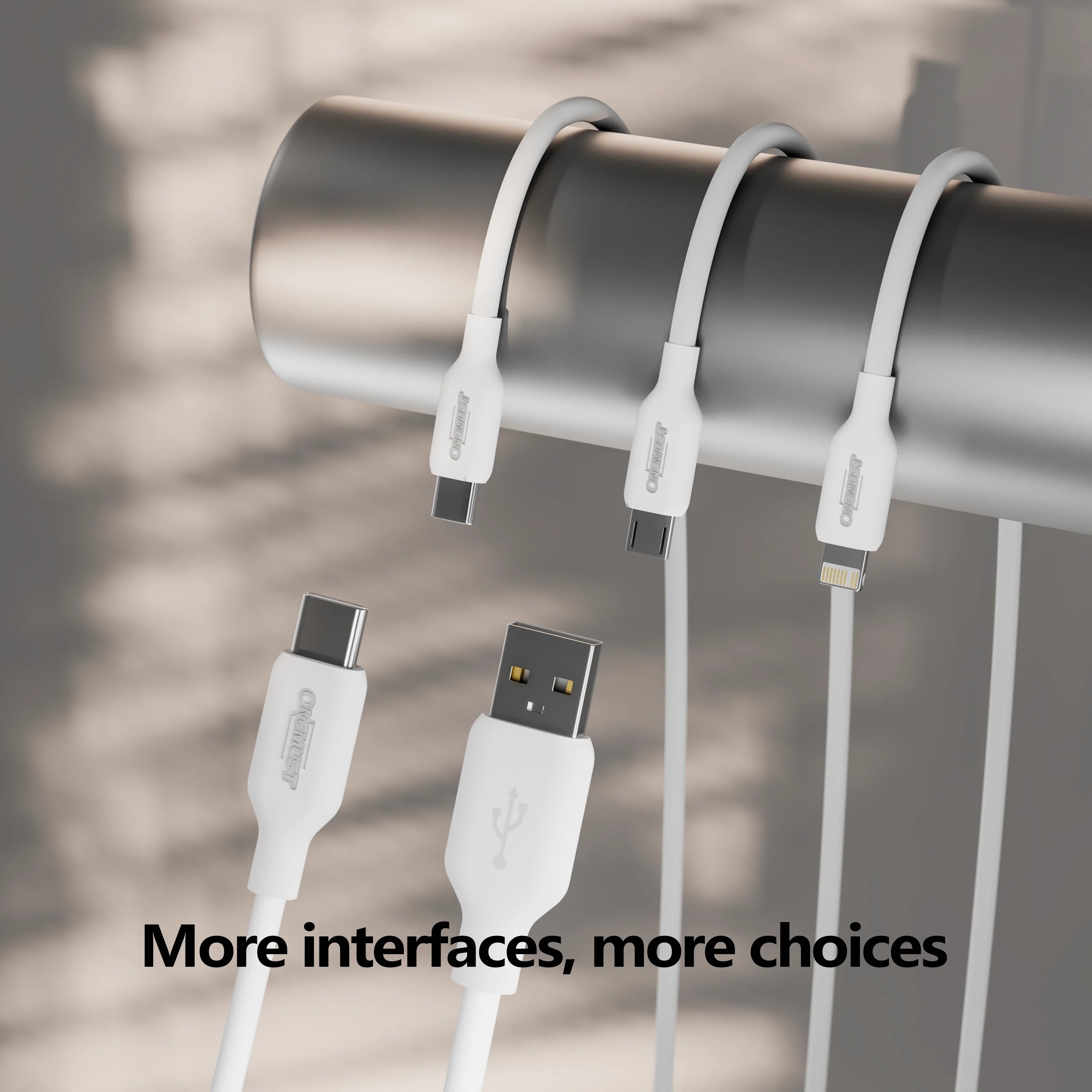 Onemust OM-C12 Type-C Data Cable – 5V/3A Fast Charge TPE 1M Universal Android & Apple (White)