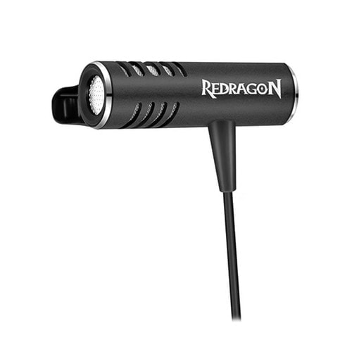 Redragon GM89 Clip-on Lavalier Microphone – Omnidirectional Condenser, 3.5mm, Y-Converter, Metal Clip, 1.8m Cable, Free Pouch – Black