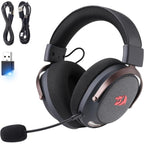 Redragon H858 ARROW PRO CARBON 3-Mode Wireless Gaming Headset – 53mm Drivers, Virtual 7.1, 20H+ Battery, Detachable Noise-Canceling Mic, On-Ear Controls – Carbon Gray