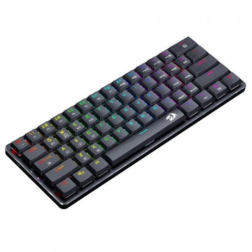 Redragon K615P-KBS ELISE PRO RGB Wireless Tri-Mode Mechanical Gaming Keyboard – 60% Layout, Low Profile Blue Switch, Bluetooth + 2.4G + Type-C – Black
