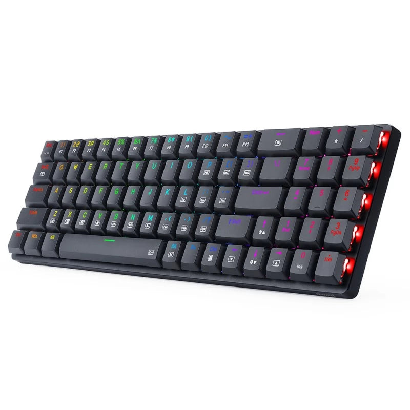 Redragon K626P ASHE RGB Low Profile Wired Mechanical Gaming Keyboard – 78 Keys 75% Layout, Dust-Proof Blue Switch, Detachable USB-C – Black