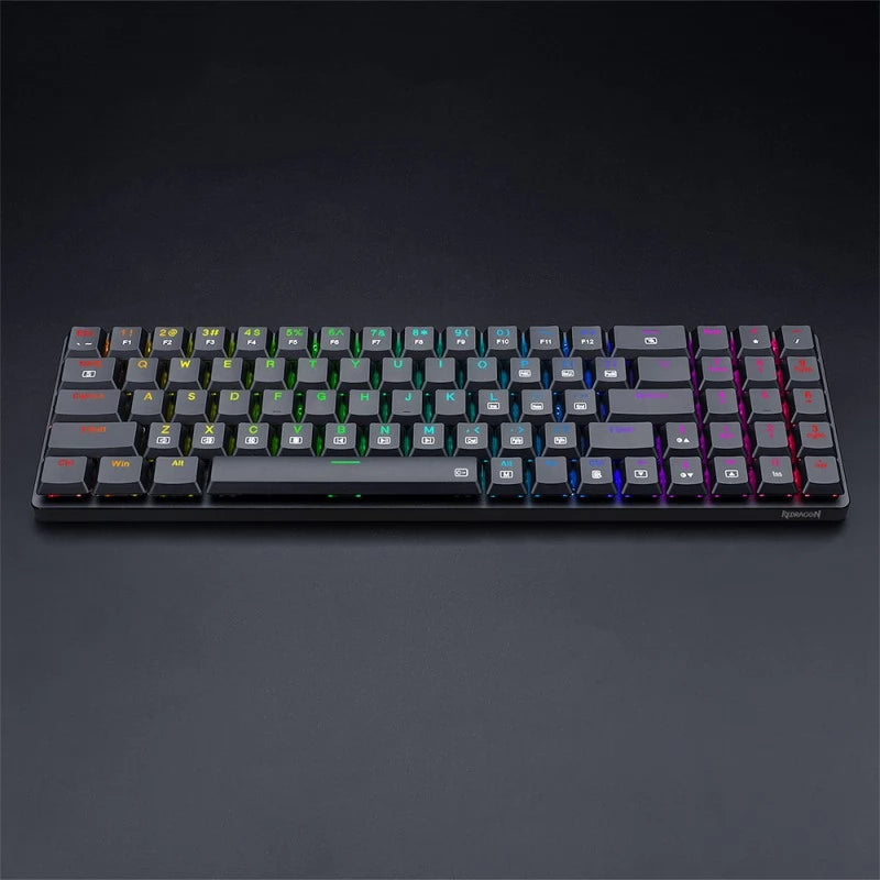 Redragon K626P ASHE RGB Low Profile Wired Mechanical Gaming Keyboard – 78 Keys 75% Layout, Dust-Proof Blue Switch, Detachable USB-C – Black