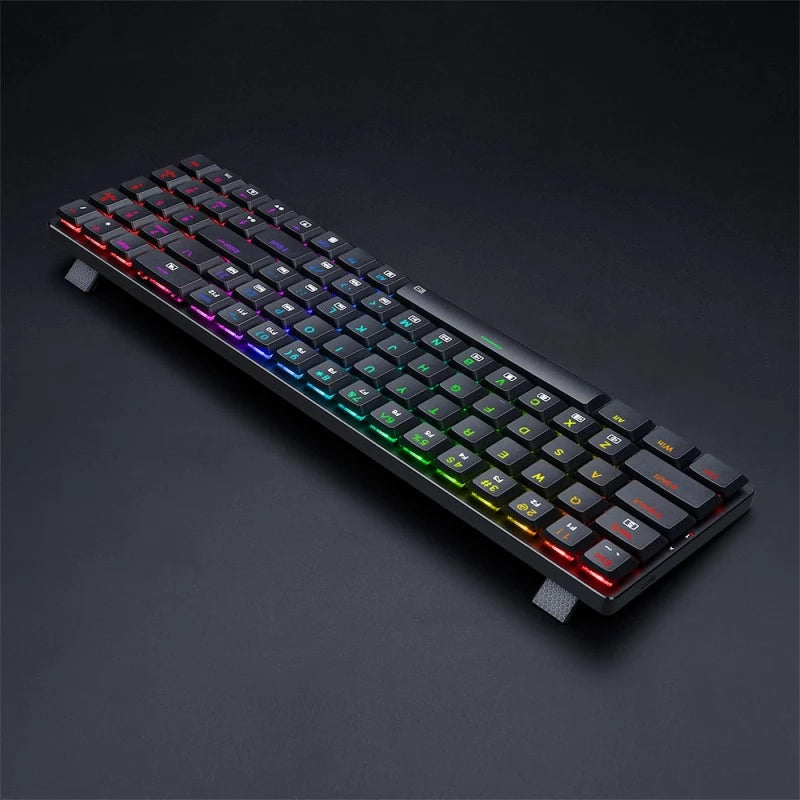 Redragon K626P ASHE RGB Low Profile Wired Mechanical Gaming Keyboard – 78 Keys 75% Layout, Dust-Proof Blue Switch, Detachable USB-C – Black