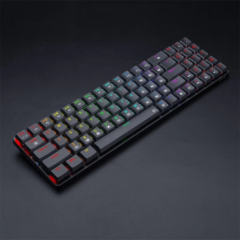 Redragon K626P ASHE RGB Low Profile Wired Mechanical Gaming Keyboard – 78 Keys 75% Layout, Dust-Proof Blue Switch, Detachable USB-C – Black