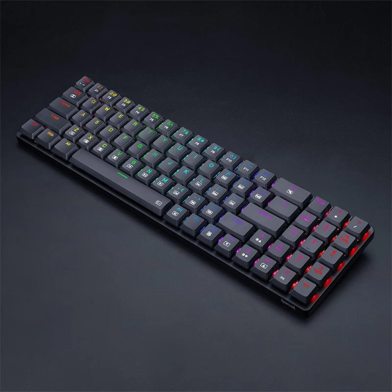 Redragon K626P ASHE RGB Low Profile Wired Mechanical Gaming Keyboard – 78 Keys 75% Layout, Dust-Proof Blue Switch, Detachable USB-C – Black