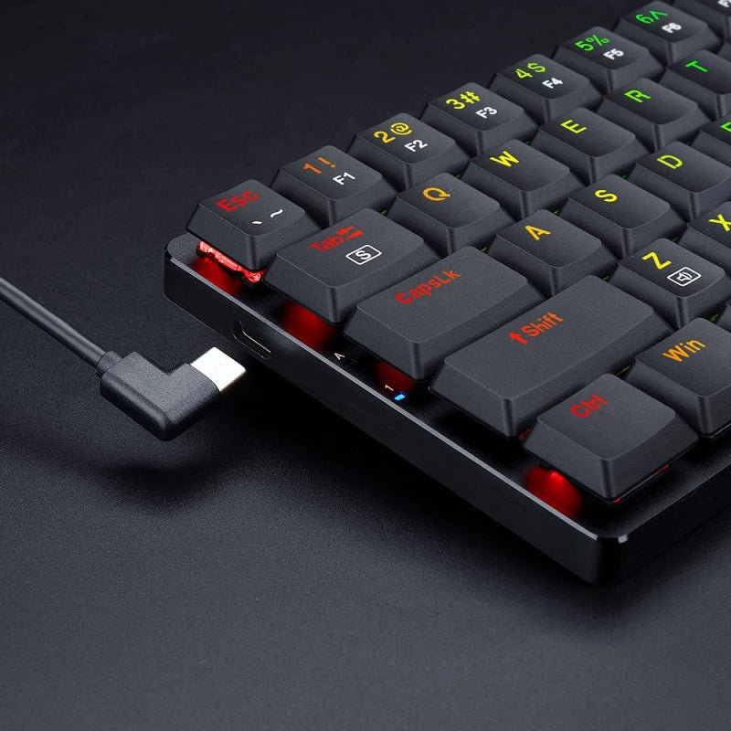 Redragon K626P ASHE RGB Low Profile Wired Mechanical Gaming Keyboard – 78 Keys 75% Layout, Dust-Proof Blue Switch, Detachable USB-C – Black