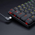 Redragon K626P ASHE RGB Low Profile Wired Mechanical Gaming Keyboard – 78 Keys 75% Layout, Dust-Proof Blue Switch, Detachable USB-C – Black