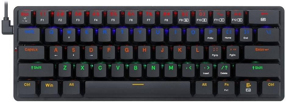 Redragon K615P-KBS ELISE PRO RGB Wireless Tri-Mode Mechanical Gaming Keyboard – 60% Layout, Low Profile Blue Switch, Bluetooth + 2.4G + Type-C – Black