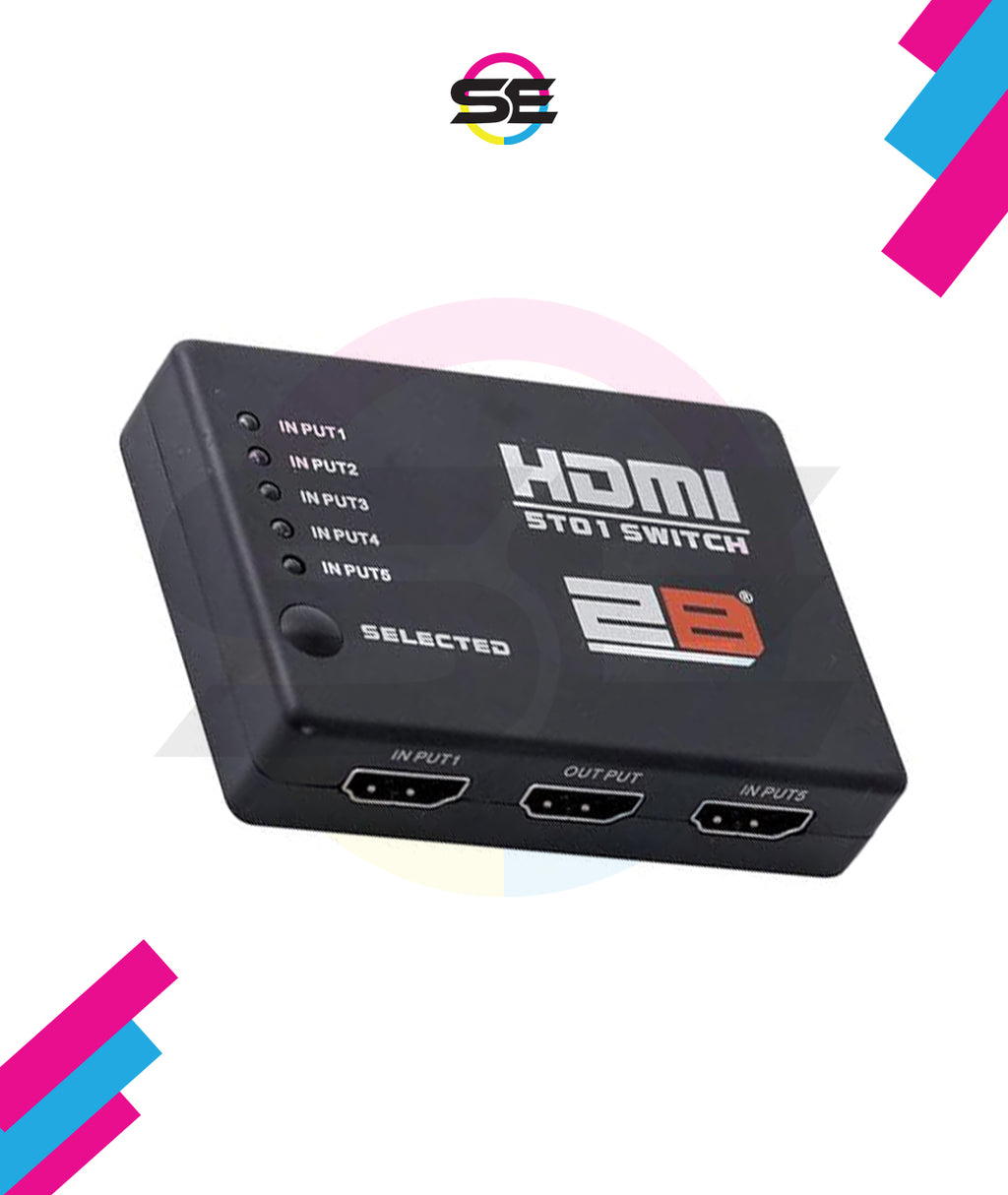 2B (CV868) HDMI Switch 5 to 1 With Remote Control - Black