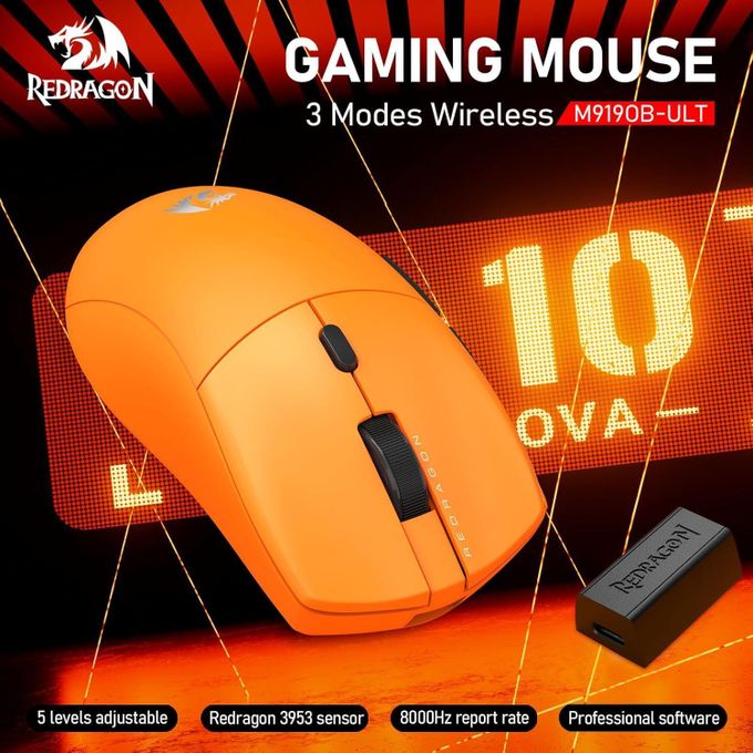 Redragon M919OB-ULT Sparda 3-Mode Wireless Gaming Mouse 45000 DPI – Orange