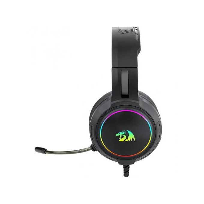 Redragon H270 MENTO RGB Wired Gaming Headset – Surround Sound, Rainbow RGB Dragon Logo, Detachable Boom Mic, Memory Foam Ear Pads, 3.5mm – Black / Pink / White