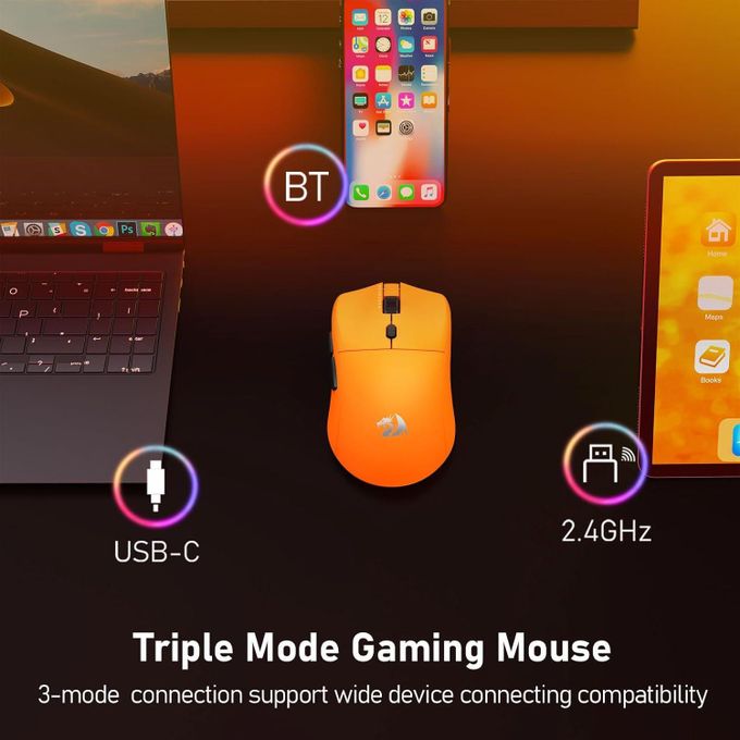 Redragon M919OB-ULT Sparda 3-Mode Wireless Gaming Mouse 45000 DPI – Orange