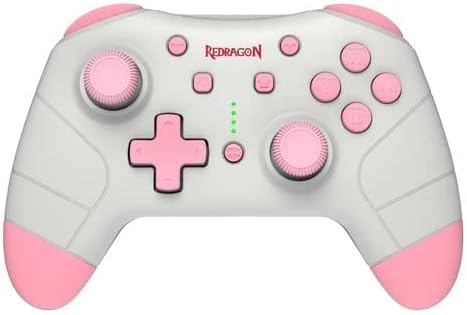 Redragon G815 Pluto Wireless Bluetooth Gaming Controller – Dual Vibration, NFC, Turbo, 3D Joystick – Switch, PS3/4/5, Xbox One X, PC & Android – Blue/White & Pink/Gray