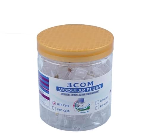 مقابس (رؤوس) شبكة 3COM RJ45 فئة CAT6 UTP - عبوة 100 قطعة