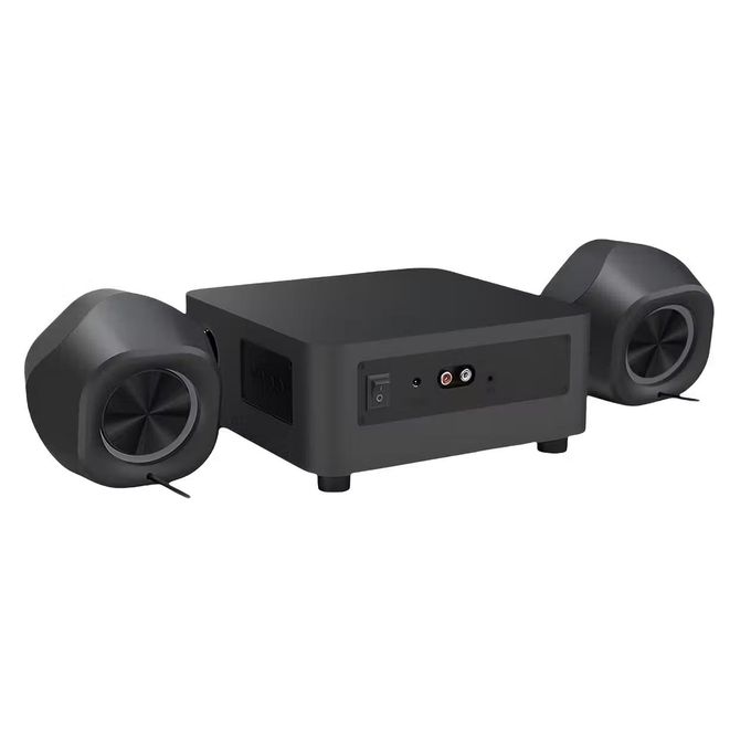 Redragon GS590 PRO 2.1 Channel RGB Gaming Speaker – 22W EQ Mode, Dual 2" Drivers + 4" Wooden Subwoofer, Bluetooth, AUX, Wireless Remote, Dynamic RGB – Black