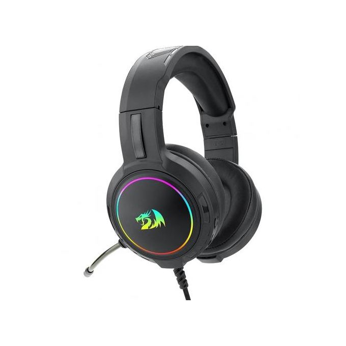 Redragon H270 MENTO RGB Wired Gaming Headset – Surround Sound, Rainbow RGB Dragon Logo, Detachable Boom Mic, Memory Foam Ear Pads, 3.5mm – Black / Pink / White