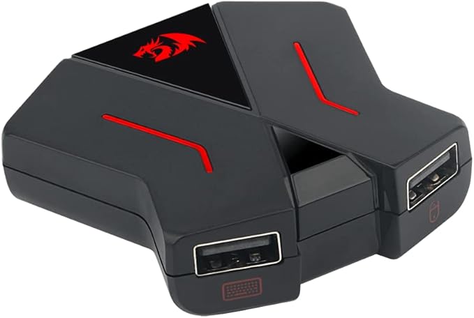 Redragon GA-200 Keyboard & Mouse to Console Converter – Plug & Play, No Lag – PS4, PS5, Xbox One X/S, Nintendo Switch – Black/Red