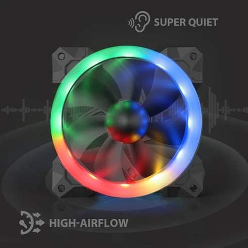 Redragon GC-F008 120mm Full-Color RGB Turbo Case Fan 3-Pack – Dual-Ring Design, 57 Lighting Modes, Super Quiet High Airflow, 10-in-1 Control Box, IR Remote – Black