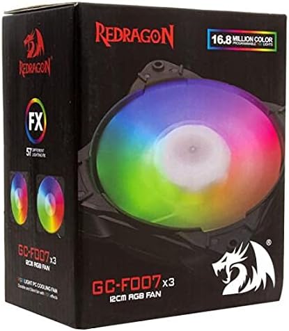 Redragon GC-F007 120mm Full-Color RGB Case Fan 3-Pack – 16.8M Colors, 57 Lighting Modes, Full Transparent Blades, 10-Port Connector, IR Remote – Black