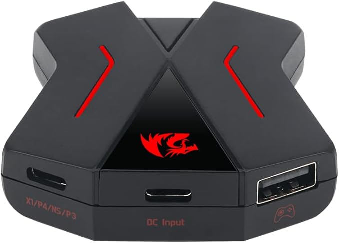 Redragon GA-200 Keyboard & Mouse to Console Converter – Plug & Play, No Lag – PS4, PS5, Xbox One X/S, Nintendo Switch – Black/Red