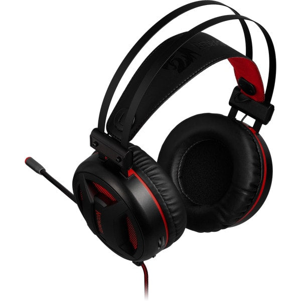 Redragon H210 MINOS Virtual 7.1 Surround USB Gaming Headset – 50mm Drivers, 32Ω, Omnidirectional Mic, Passive Noise-Cancelling, LED Light – Black/Red