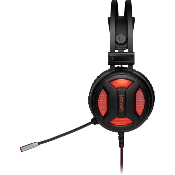 Redragon H210 MINOS Virtual 7.1 Surround USB Gaming Headset – 50mm Drivers, 32Ω, Omnidirectional Mic, Passive Noise-Cancelling, LED Light – Black/Red
