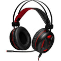 Redragon H210 MINOS Virtual 7.1 Surround USB Gaming Headset – 50mm Drivers, 32Ω, Omnidirectional Mic, Passive Noise-Cancelling, LED Light – Black/Red