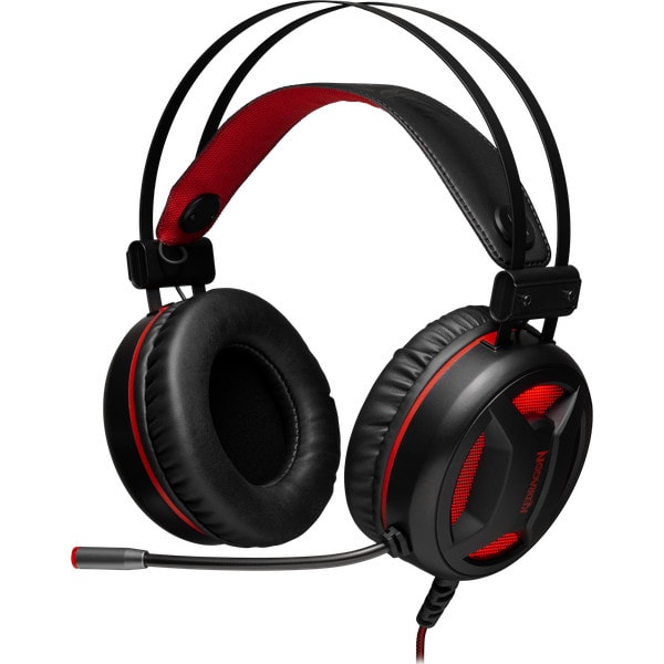 Redragon H210 MINOS Virtual 7.1 Surround USB Gaming Headset – 50mm Drivers, 32Ω, Omnidirectional Mic, Passive Noise-Cancelling, LED Light – Black/Red