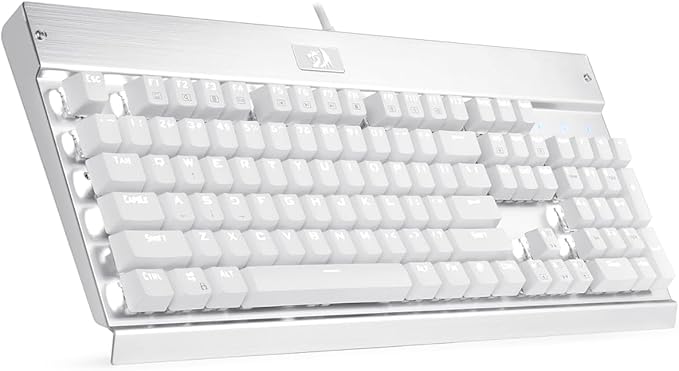 Redragon KG010-WN Wired Mechanical Gaming Keyboard – 9 LED Backlit Effects, Brown Switch, Double-Shot Keycaps – White