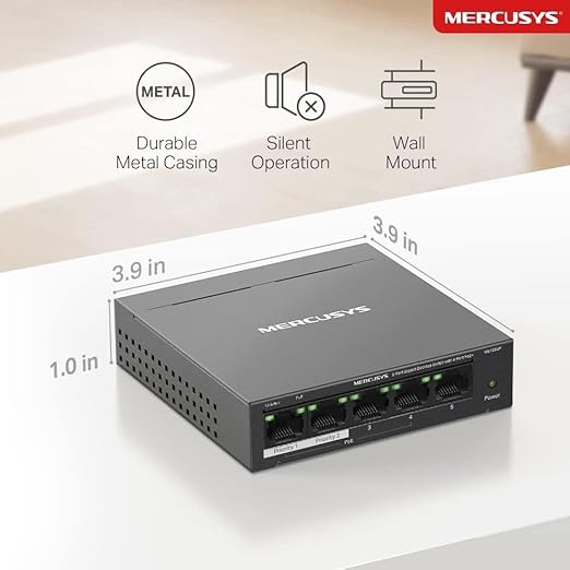 ميركوسيس سويتش بـ5 منافذ 10/100/1000 ميجابت لكل ثانية مع 4 منافذ PoE+ (MS105GP) 