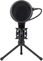 Redragon GM200 Gaming Stream Desktop Condenser Microphone – Omni-9765 Capsule, 50Hz-16kHz, Shock Mount, Pop Filter, Tripod Stand, USB – Black
