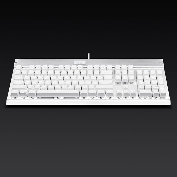 Redragon KG010-WN Wired Mechanical Gaming Keyboard – 9 LED Backlit Effects, Brown Switch, Double-Shot Keycaps – White