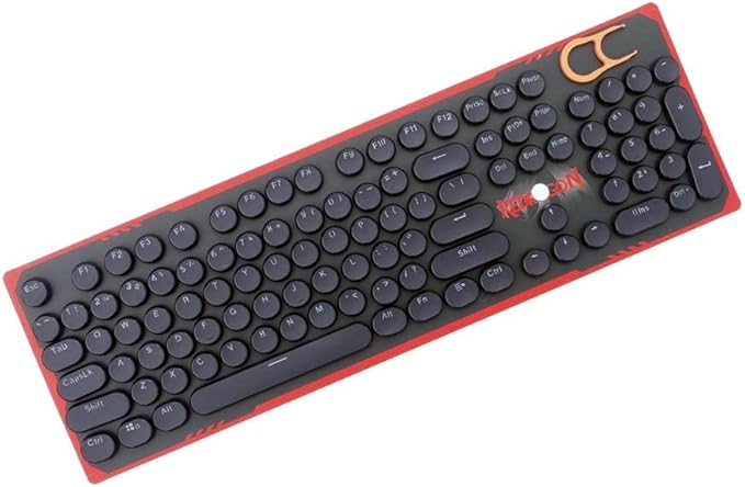 Redragon A101 104-Key Round Typewriter-Style Replacement Keycaps – Retro Circular Design, Cherry MX Compatible, Keycap Puller Included – Black