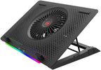 Redragon GCP500 IVY RGB Laptop Cooler – 12–15" (Up to 17.3"), 1 Large + 4 Small Fans, Fan Speed Control, RGB Strip, 2x USB, 2 Phone Holders, 5 Tilt Angles – Black