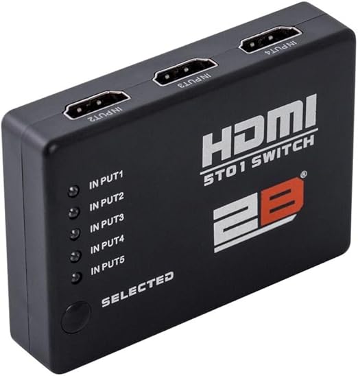 توبى سويتش HDMI من 5 منافذ الي منفذ مع ريموت - أسود
