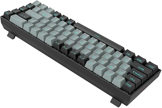 Redragon K662L-G1RS Wireless Portable 65% Mechanical Gaming Keyboard – 68 Keys, Red Switch, Double-Shot Keycaps, 2.4G + Bluetooth, 2×AAA Battery – Black/Gray