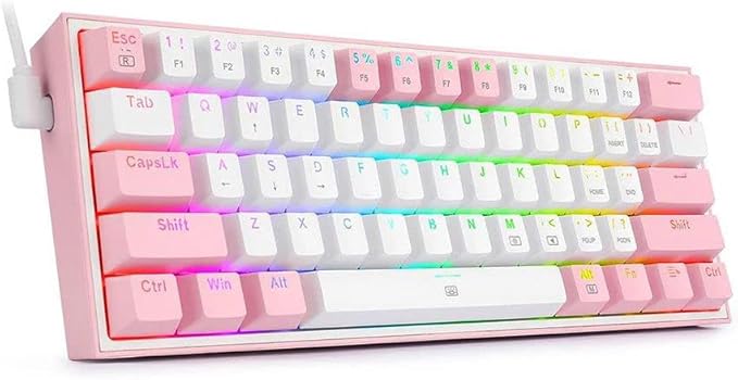 Redragon K617 FIZZ RGB Wired Mechanical Gaming Keyboard – 61 Keys 60% Layout, Red Switch, 16.8M RGB, Detachable USB-C, 430g Ultra-Light