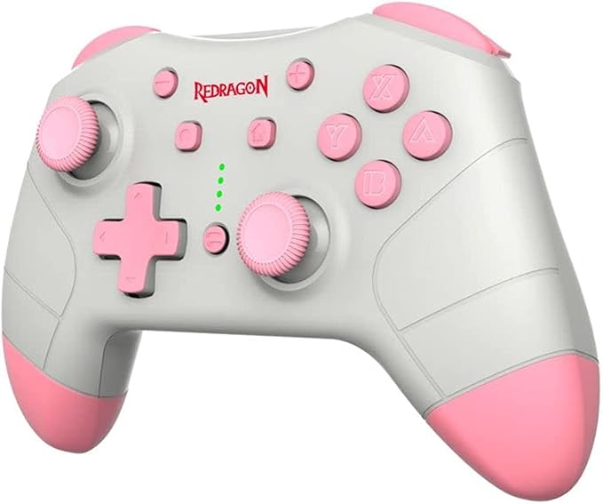 Redragon G815 Pluto Wireless Bluetooth Gaming Controller – Dual Vibration, NFC, Turbo, 3D Joystick – Switch, PS3/4/5, Xbox One X, PC & Android – Blue/White & Pink/Gray