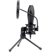 Redragon GM200 Gaming Stream Desktop Condenser Microphone – Omni-9765 Capsule, 50Hz-16kHz, Shock Mount, Pop Filter, Tripod Stand, USB – Black