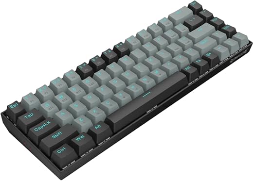 Redragon K662L-G1RS Wireless Portable 65% Mechanical Gaming Keyboard – 68 Keys, Red Switch, Double-Shot Keycaps, 2.4G + Bluetooth, 2×AAA Battery – Black/Gray
