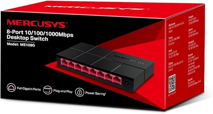 ميركوسيس سويتش MS108GP مكتبي 8 منافذ جيجابت مع 7 منافذ PoE
