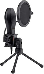 Redragon GM200 Gaming Stream Desktop Condenser Microphone – Omni-9765 Capsule, 50Hz-16kHz, Shock Mount, Pop Filter, Tripod Stand, USB – Black