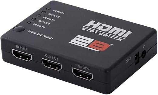 توبى سويتش HDMI من 5 منافذ الي منفذ مع ريموت - أسود
