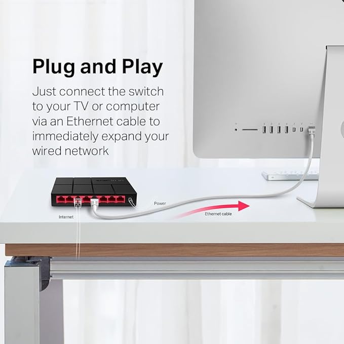 ميركوسيس سويتش MS108GP مكتبي 8 منافذ جيجابت مع 7 منافذ PoE
