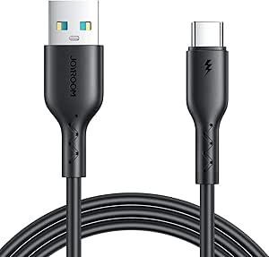 سلك شحن سريع جوي روم SA26-AC3 من الفلاش تشارج 3 أمبير USB-A إلى USB-C بطول 1 متر لون أسود
