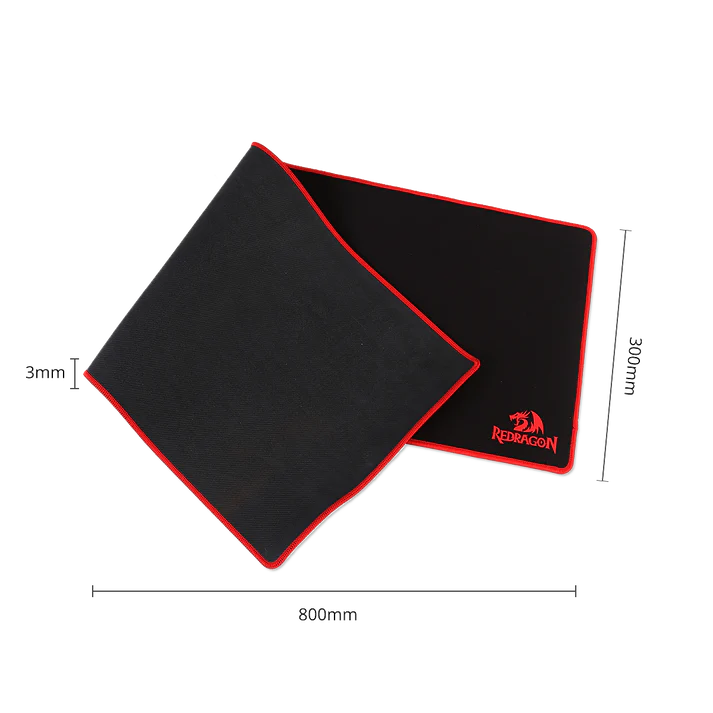 Redragon P003 AQUA Extended XL Gaming Mouse Pad – 800×300×3mm, Waterproof, Silky Smooth Surface, Red Stitched Edges, Non-Slip Rubber Base – Black/Red