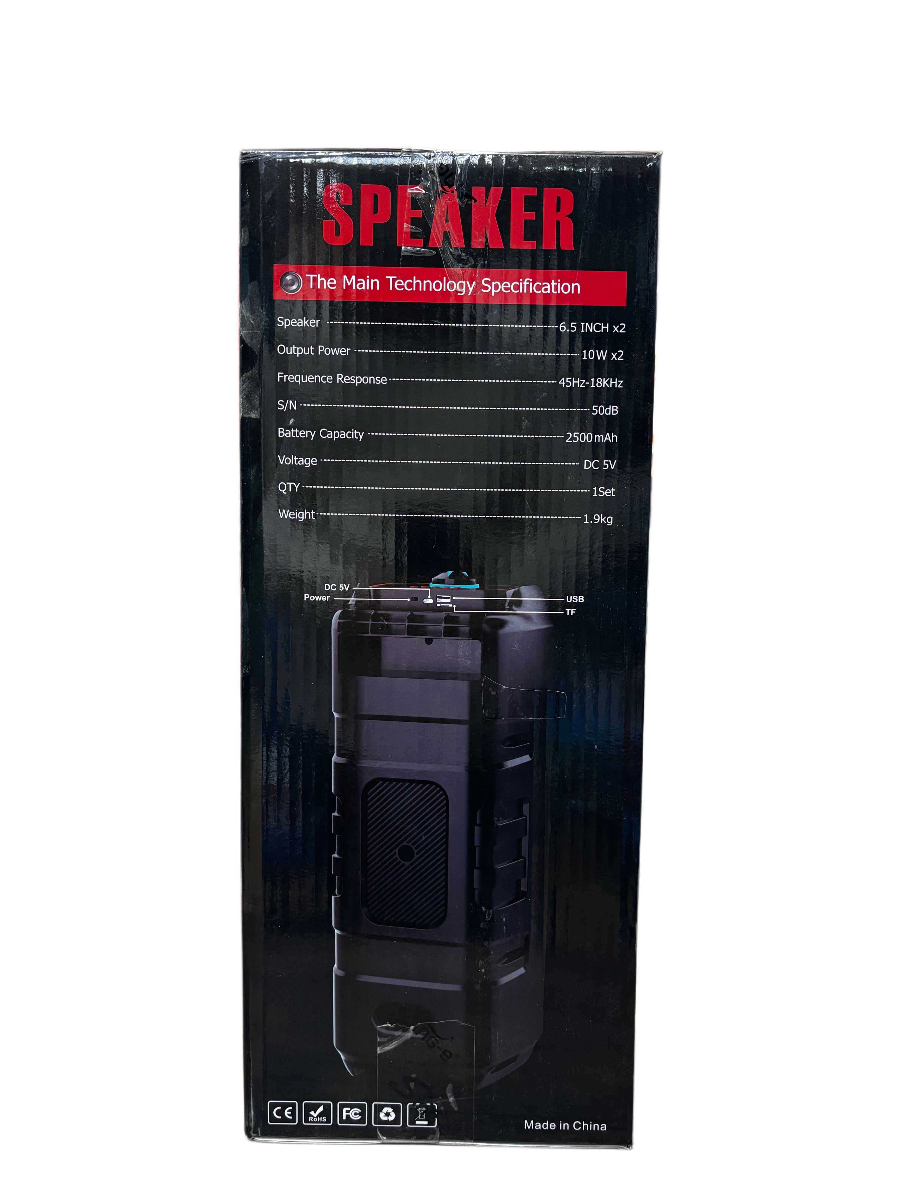 سماعة حفلات بلوتوث (Sing-e ZQS6239XW) بقدرة 20 وات، مزودة بإضاءة LED وميكروفون 

