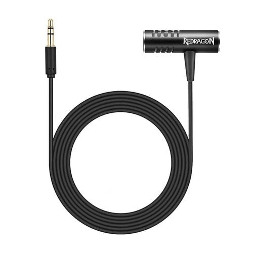 Redragon GM89 Clip-on Lavalier Microphone – Omnidirectional Condenser, 3.5mm, Y-Converter, Metal Clip, 1.8m Cable, Free Pouch – Black