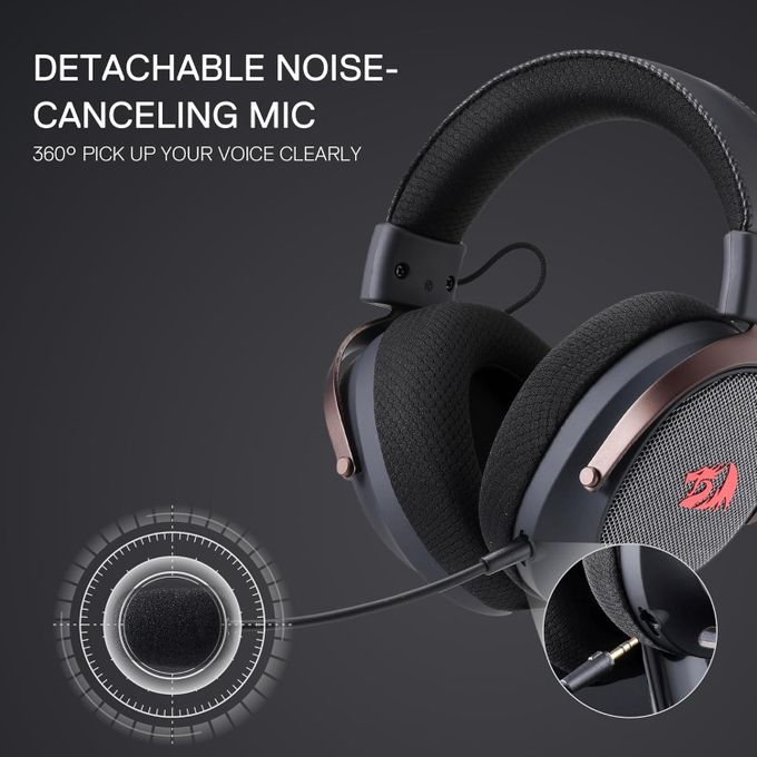 Redragon H858 ARROW PRO CARBON 3-Mode Wireless Gaming Headset – 53mm Drivers, Virtual 7.1, 20H+ Battery, Detachable Noise-Canceling Mic, On-Ear Controls – Carbon Gray